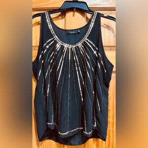 Adiva Black and Silver Sequin Women's Blouse